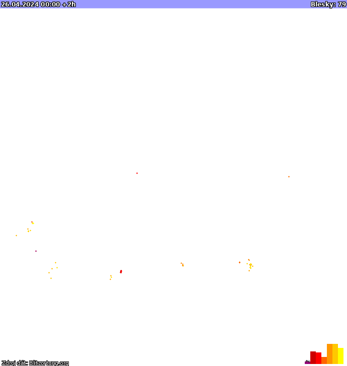Mapa bleskov Európa 26.04.2024 (Animácia)