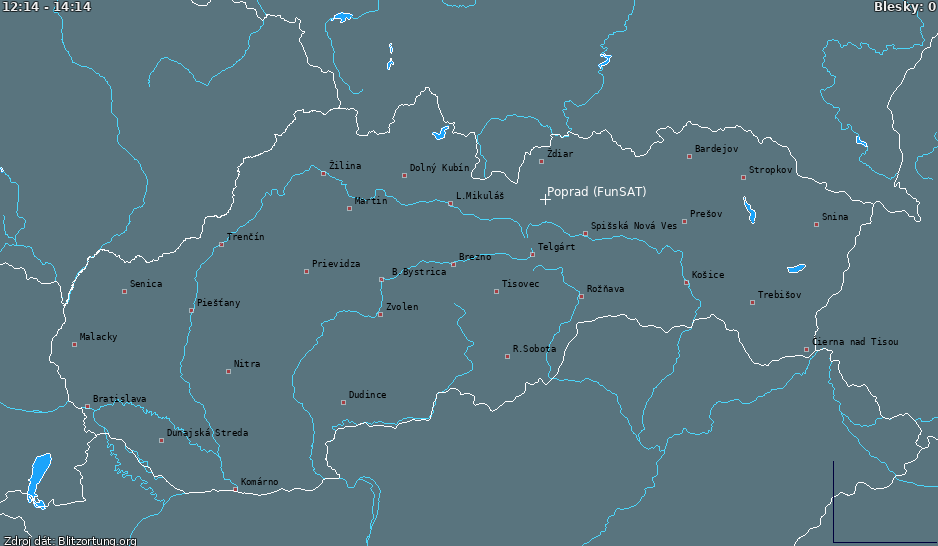 Mapa bleskov Slovensko 19.04.2024 12:24:56