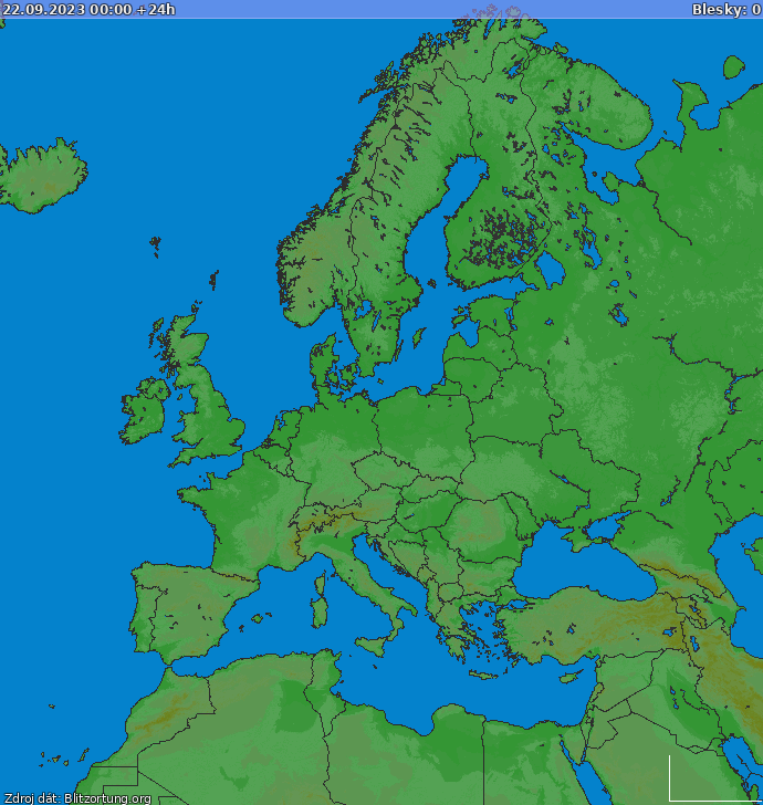 Mapa bleskov Európa 22.09.2023